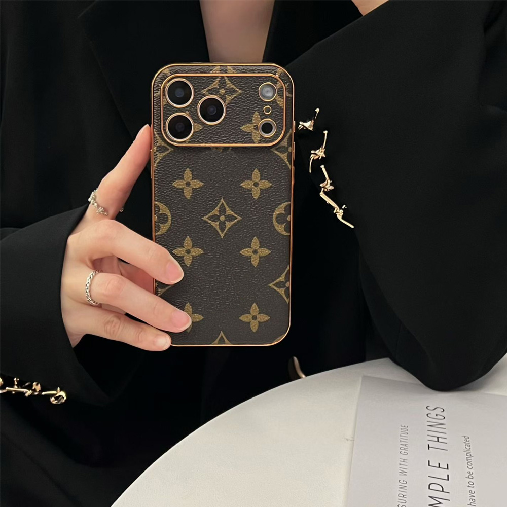 Designer Phone Case 17 Pro Max Golden Badge Luxury iPhone Case with for iPhone 16 ProMax Cases Apple 15 14 13 12 Plus Cell Phone Cases Leather Mobile Cover 2025