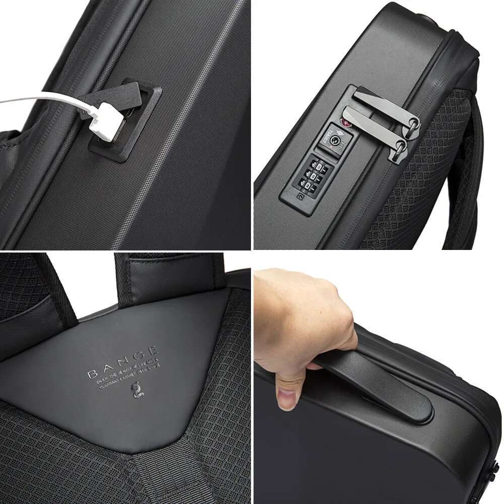BANGE NEW Shell Design Anti-Thief TSA Lock Men Backpack Waterproof 15.6 Inch Laptop Man Travel Bag With USB Charging
