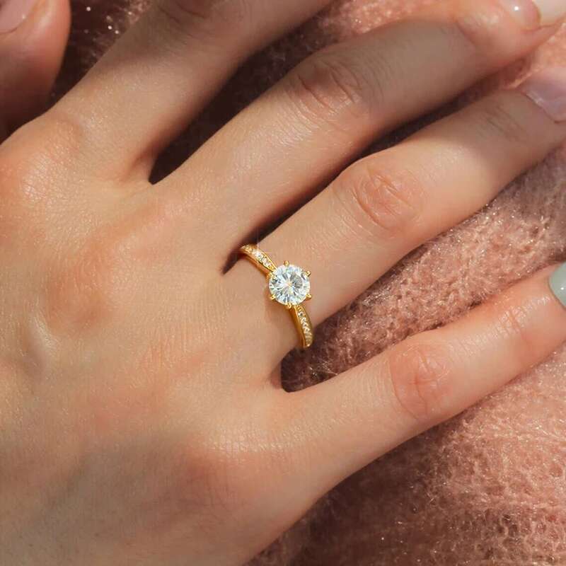 GRA Real 1CT Moissanite Diamond Rings for Women Wedding Engagement 925 Sterling Silver Original Luxury Gemstone Fine Jewelry