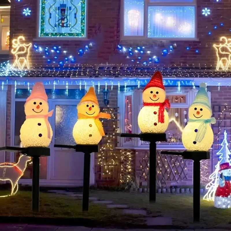 LED Snowman Solar Garden Light Outdoor Ground Stake Light Solar Powered Xmas Pathway Lights for Christmas Lawn Yard Decoration M251113