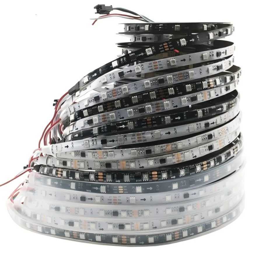 12V 24V WS2811 SM16703 5050 RGBIC Led Lights 5V RGB Led Strip Light IP68 Waterproof Smart Pixels Magic Light Black White PCB W251112