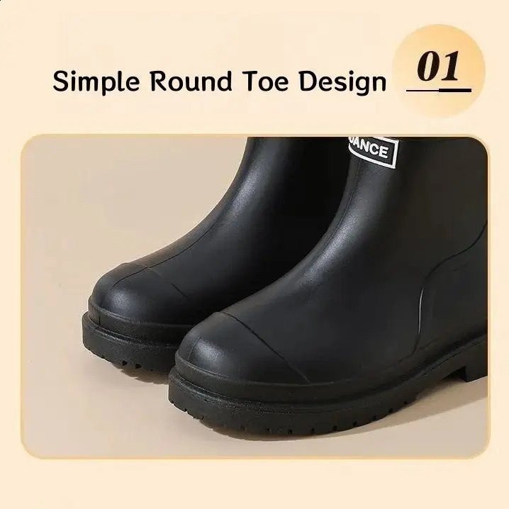 Women Short Fashion Rain Boots Velvet Warm Water Shoes Non-slip Adult Work Kitchen Waterproof Rubber Shoes Breathable 250410