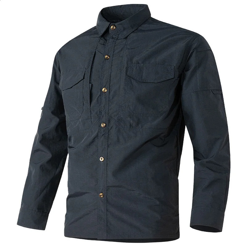 selling 6XL highquality tactical shirt mens outdoor combat multi pocket quick dry camping long sleeved shirt 250411
