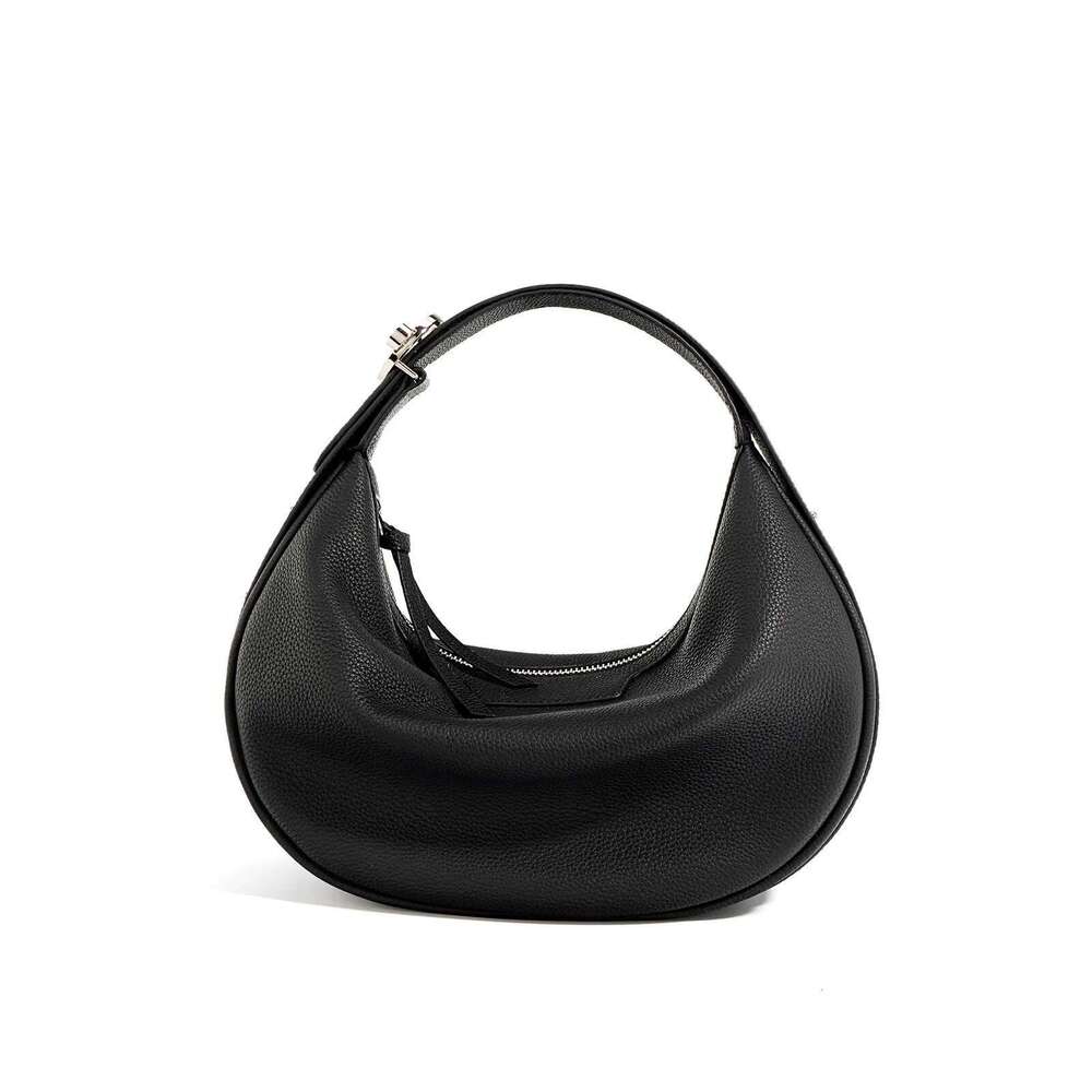 New Trendy Women's Underarm Genuine Leather Half Moon Bag Female Soft Handbags Ladies Simple Shoulder Crossbody Bags Khaki