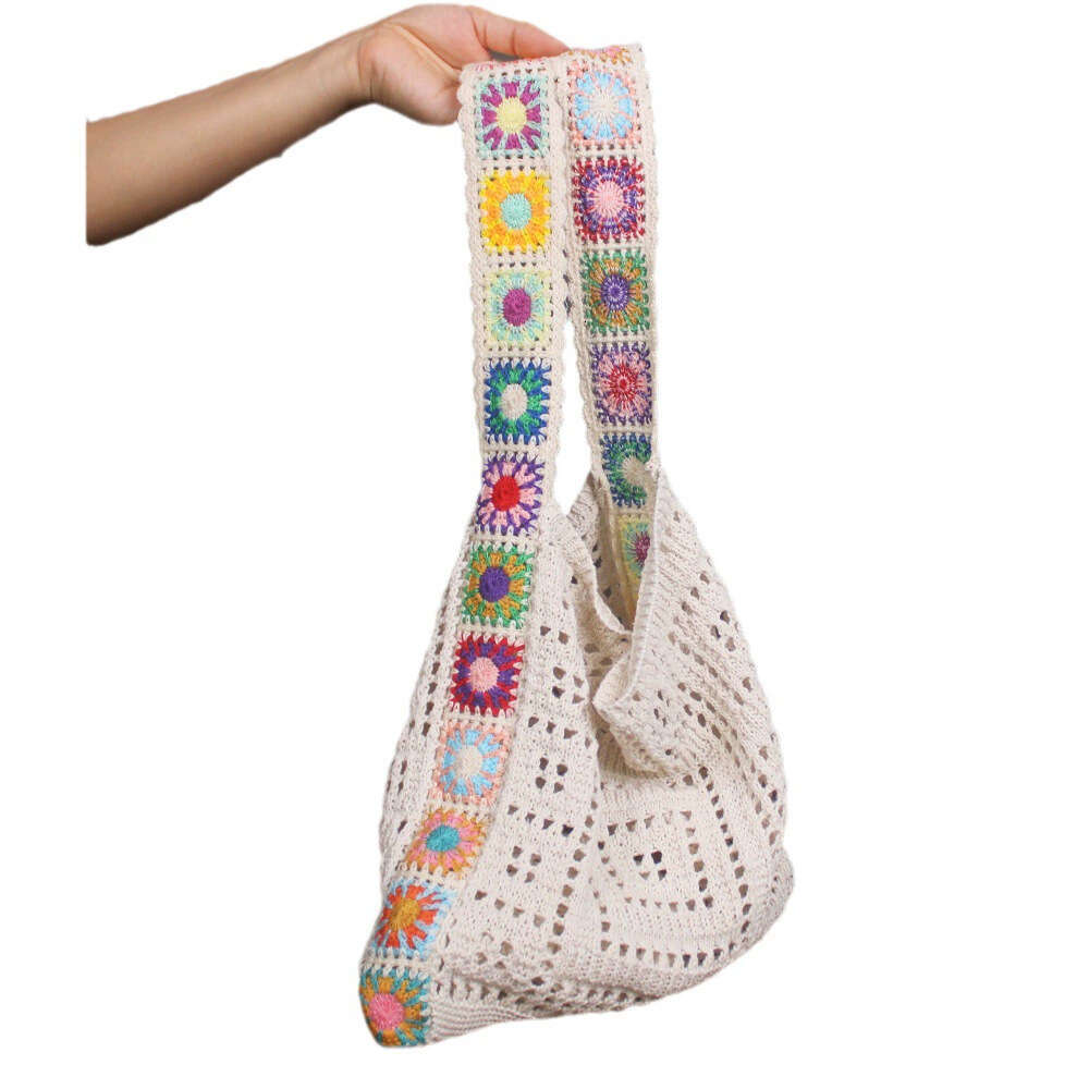 New diagonal cross women's spliced hand-held shoulder bag, simple and versatile knitted bag