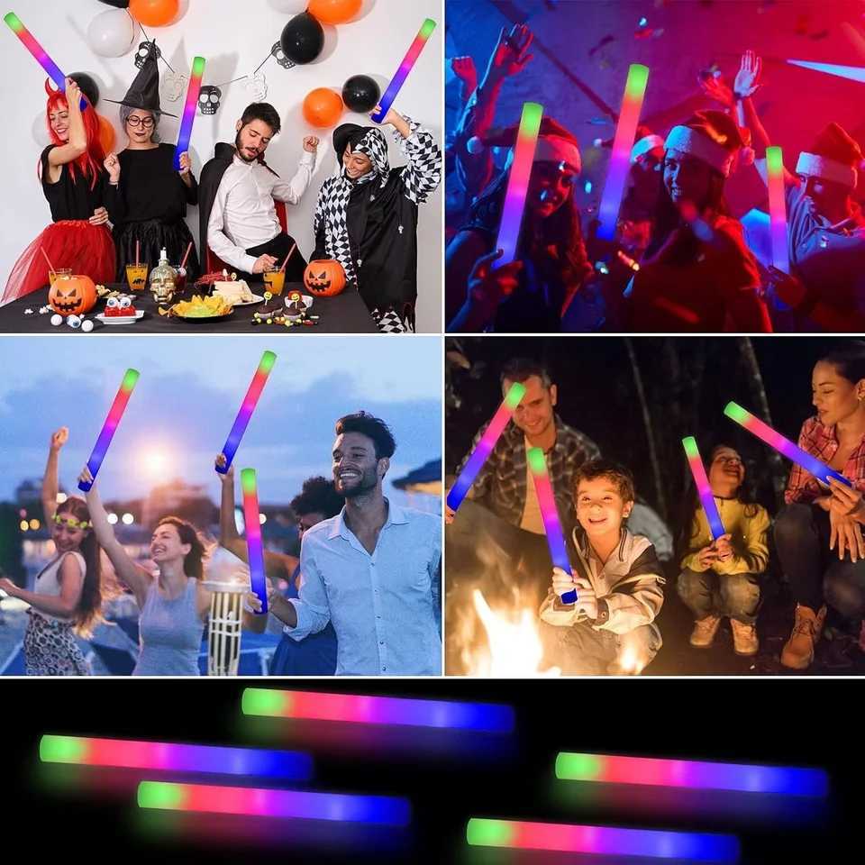 100PCS LED Colorful Glow Sticks Adjustable 3 Light Modes Glow Foam Stick Cheer Tube For Xmas Birthday Concert Party Supplies C251113