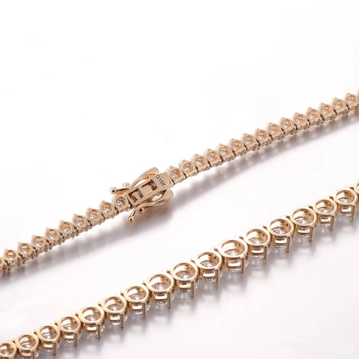 Iced Jewelry Classic Colored 14k Yellow Gold Misstate Tennis Chain Tennis Charm Hip Hop Tennis Necklace and Bracelet for Gift