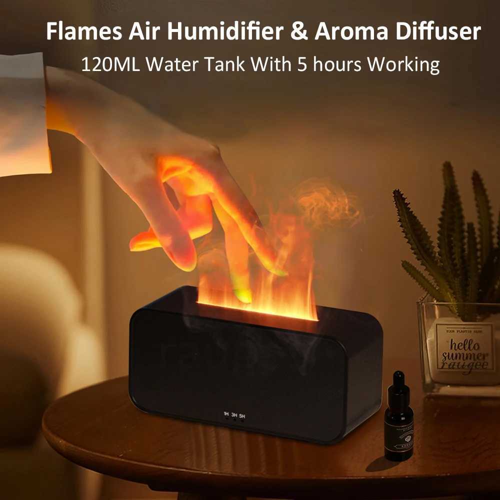 Aroma Diffuser Mini 7 Colorful Flame Air Humidifier Add Essential Oil Aromatherapy with Timing Setting for Home Bedroom Office Y251113
