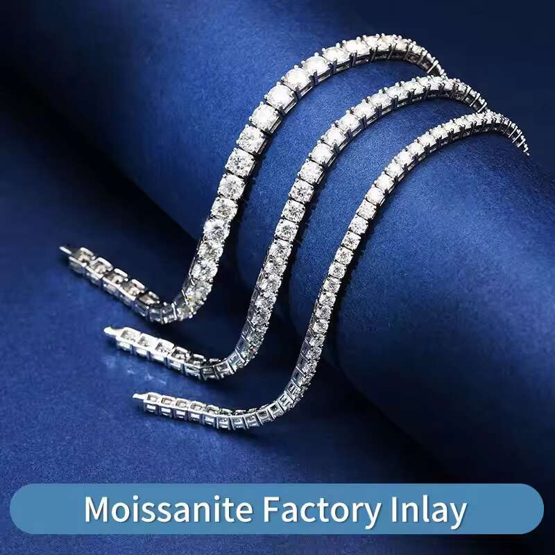 Luxury 925 Sterling Silver Moissanite Tennis Bracelet Hip-hop Jewelry Men Women Gift for Wedding Party Friendship Bracelet Homme