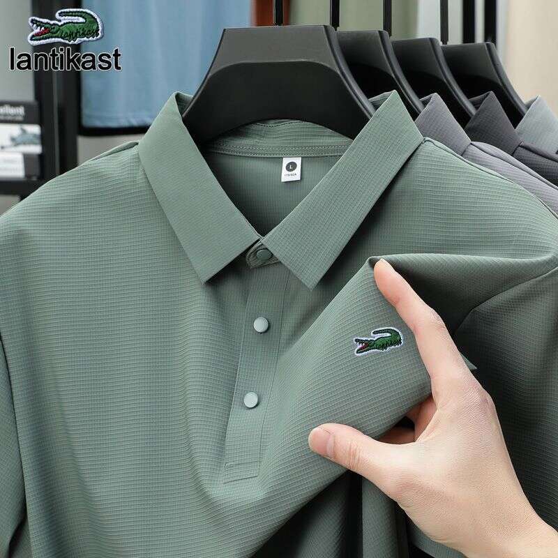 Noble Crocodile Summer Ice Silk Short Sleeve Men's Polo Shirt Moisture-Wicking Cool Business Casual designer hoodie Turn-Down Collar T-Shirt