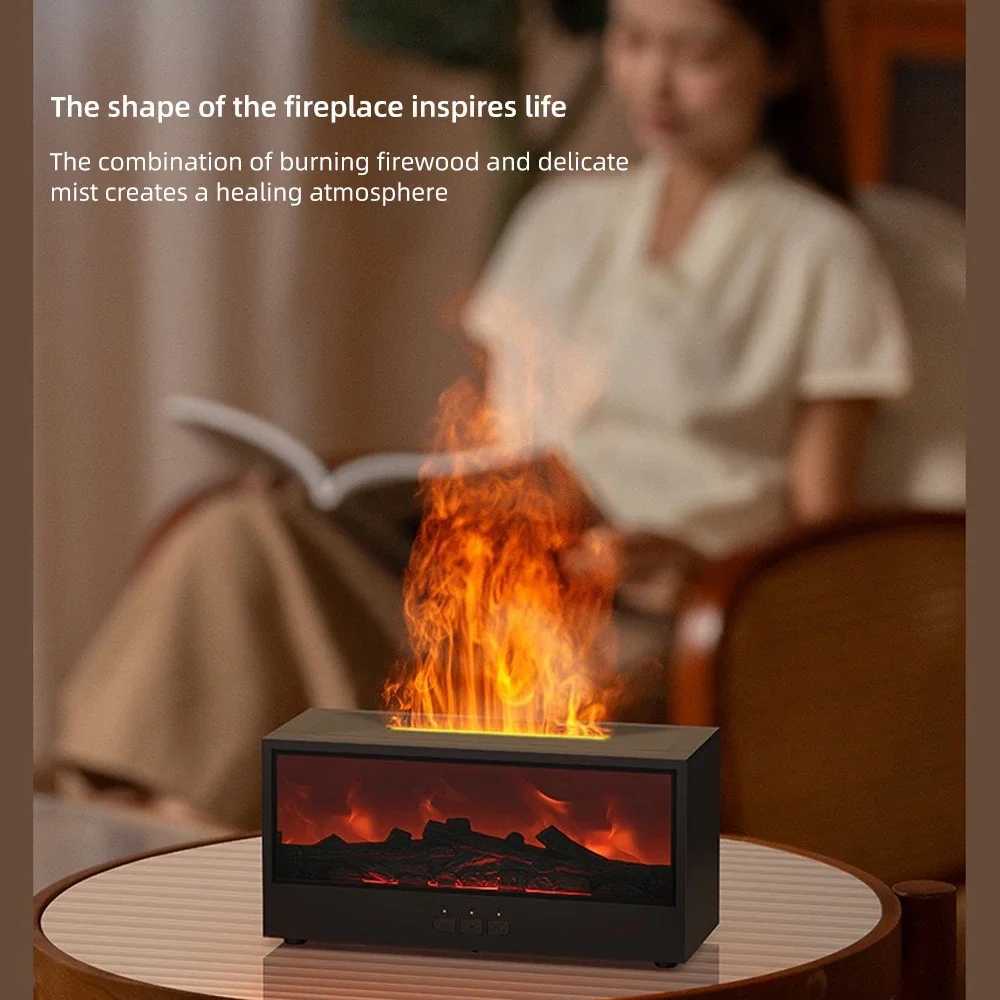 Desktop Fireplace with Atmosphere Light - Portable Simulation Fireplace Heater for Bedroom Home Office Decorations - Creative Y251113
