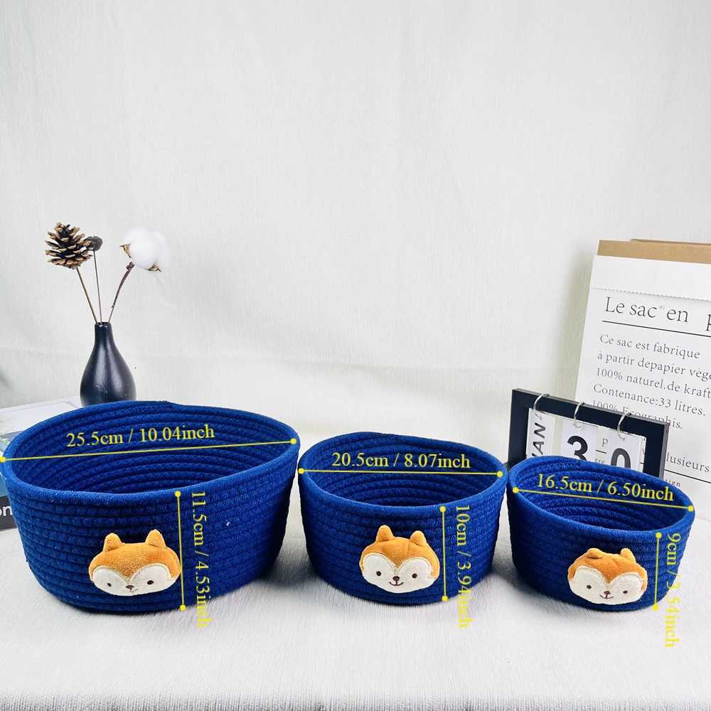 mti-function Cotton Rope Hand Woven Storage case household Cartoon Tabletop Sorting Basket Bedside Storage Baskets Y251112