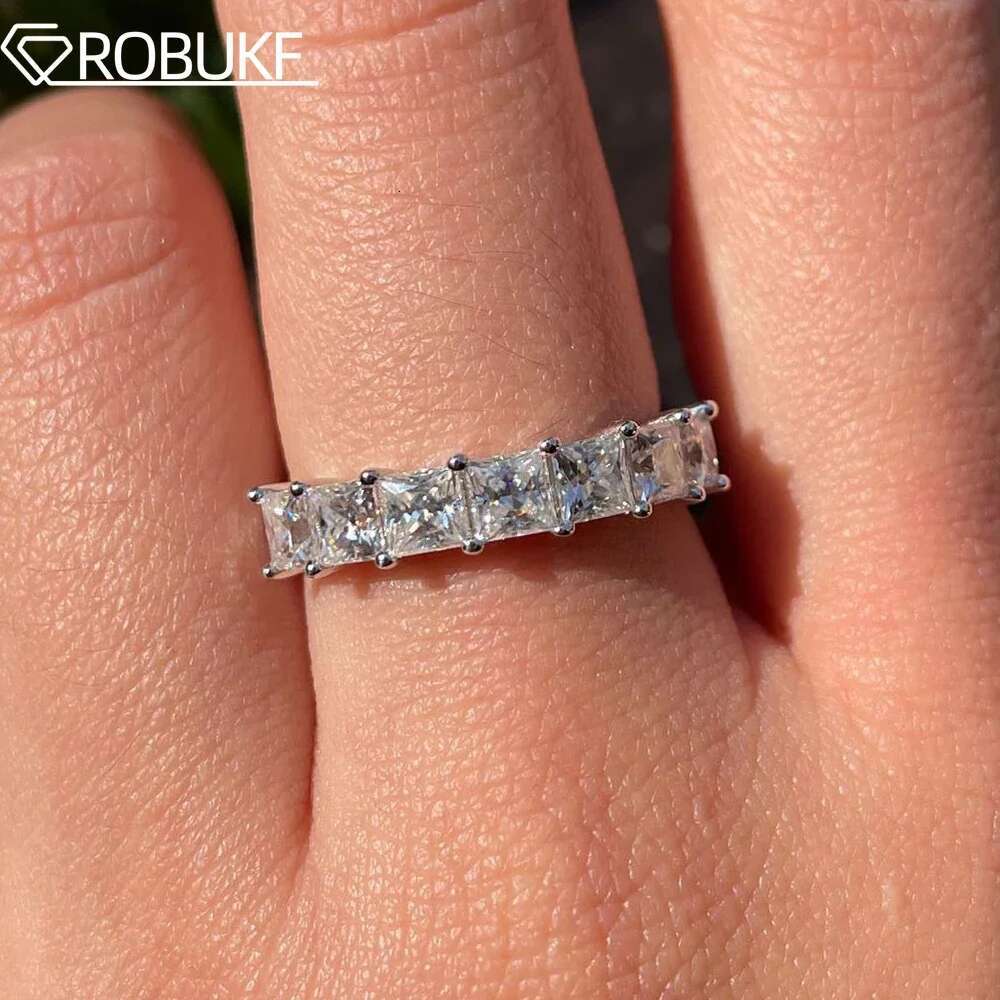 3.5*3.5mm Princess Cut All Moissanite Engagement Rings for Women Simulated Diamond 925 Sterling Silver Wedding Band Fine Jewelry