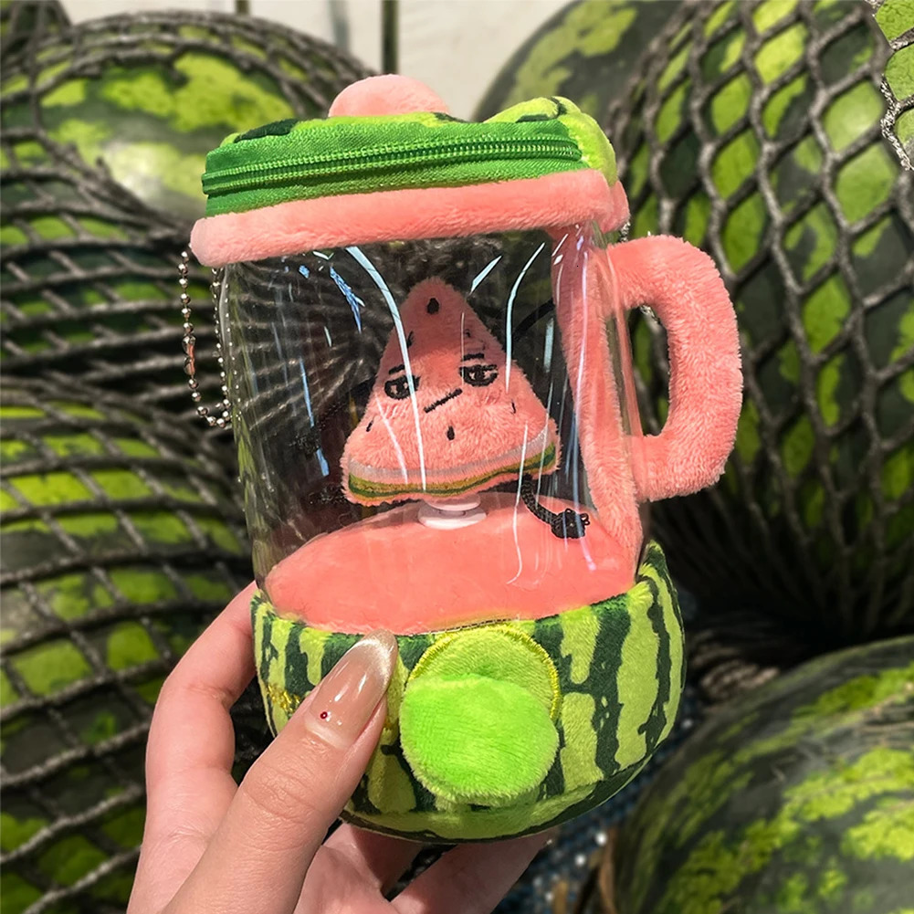 Cartoon Fruit Juicer Plush Toy Watermelon/Orange/Banana Bag Pendants Blender Toy Drawstring Rotating Plush Keychains 251111