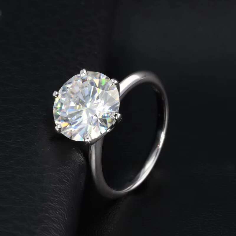 Starsgem Moissanite Ring 14k White Gold Purity Ring with 3.5ct DEF VVS Round Brilliant Cut Moissanite Solitaire Ring