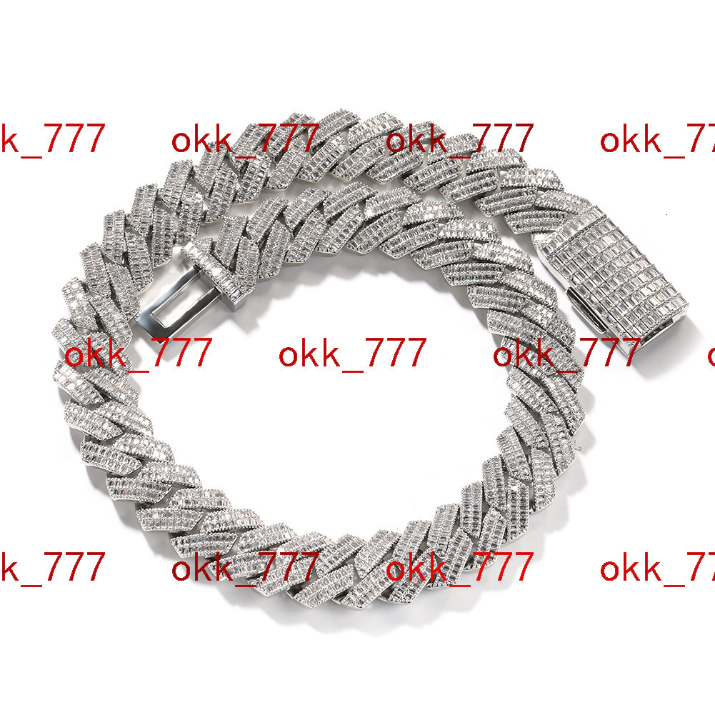 24mm Gold Cuban Link Chain Necklace Double Row T-Bar Clasp Hip Hop Lab-Grown Diamonds Silver Moissanite for Men