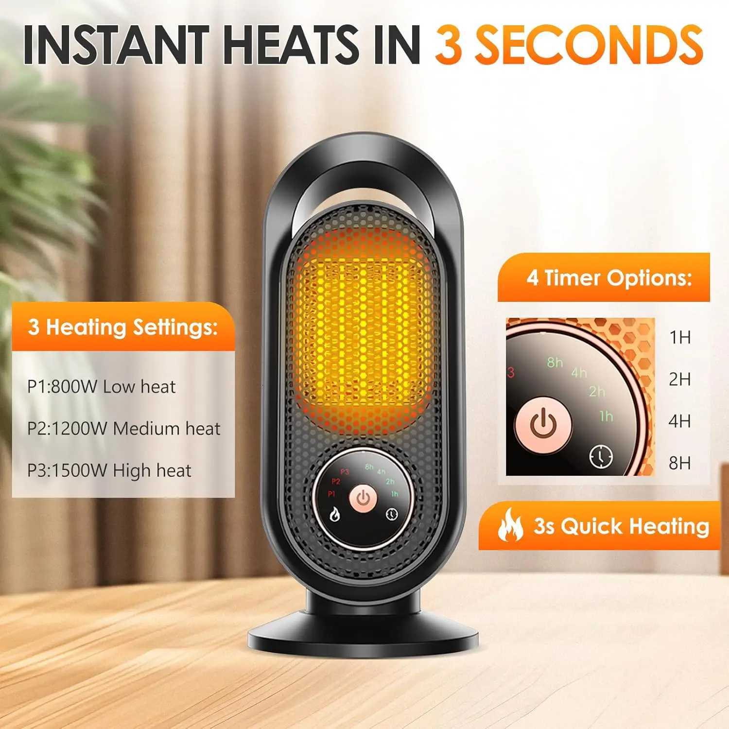 1500W Electric Heater Portable Desktop heater small household Heater cooling and heating PTC quick heating With Remote Control Y251113