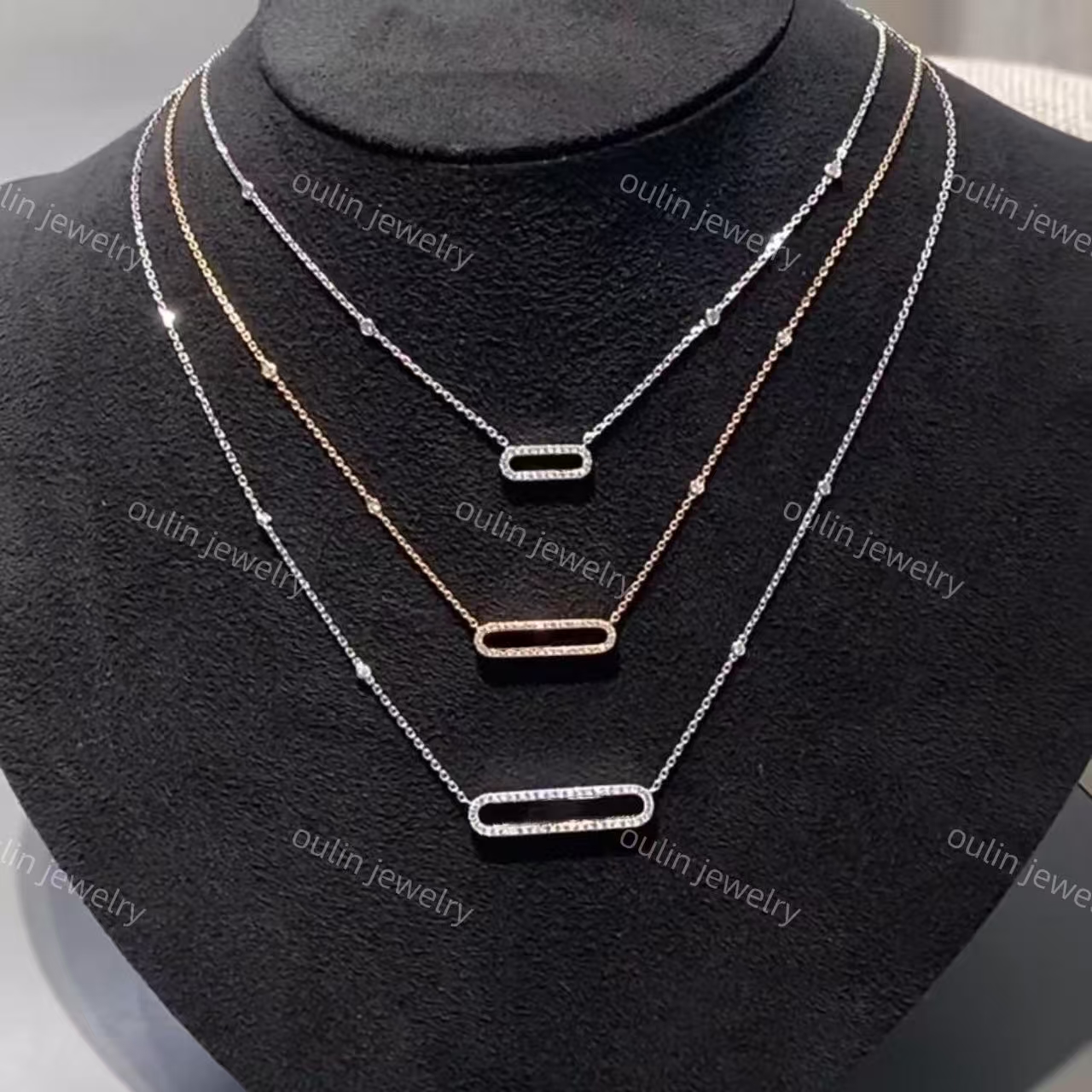 Three diamond necklace designer K gold necklace luxury jewelry 3-color accessory move necklace custom pendant chain