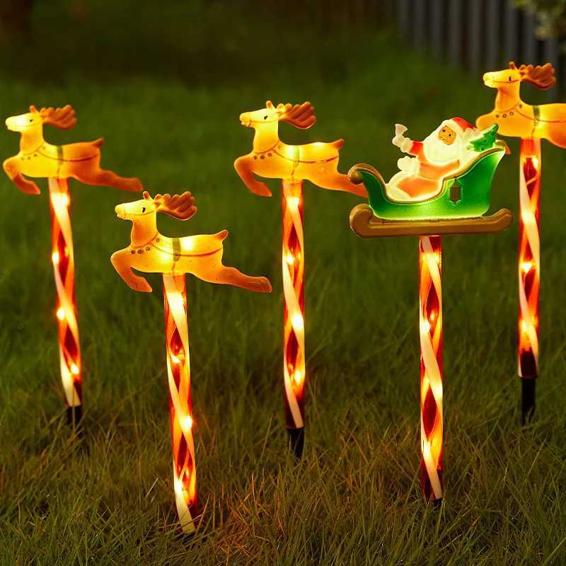5pcs Solar LED Christmas Lights Santa Reindeer Pathway Lights for Outdoor Patio Garden Lawn Decor Holiday Lights Waterproof M251113