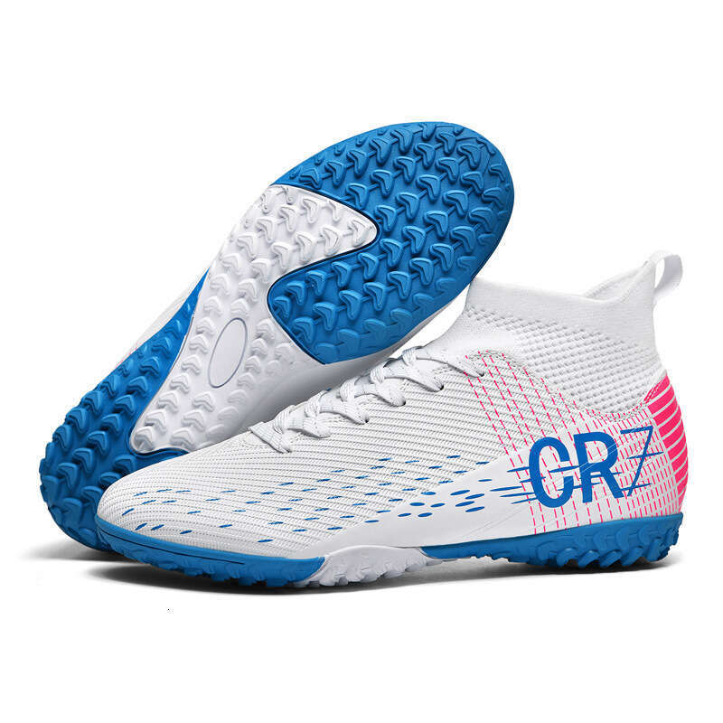 Cross-Border High-Top Football TF Turf Adult Artificial Grass AG Cleats Leather Soccer for Men Youth Students Sports Training Shoes