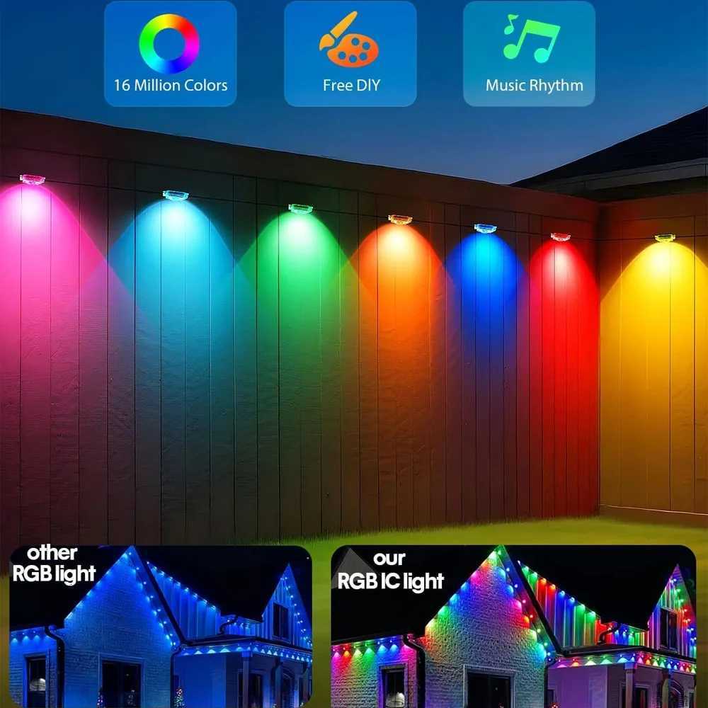 New Black RGB Eaves LED Lights Permanent Outdoor Lights String APP Bluetooth Light Strip Scene Modes House Party Wedding Light W251112
