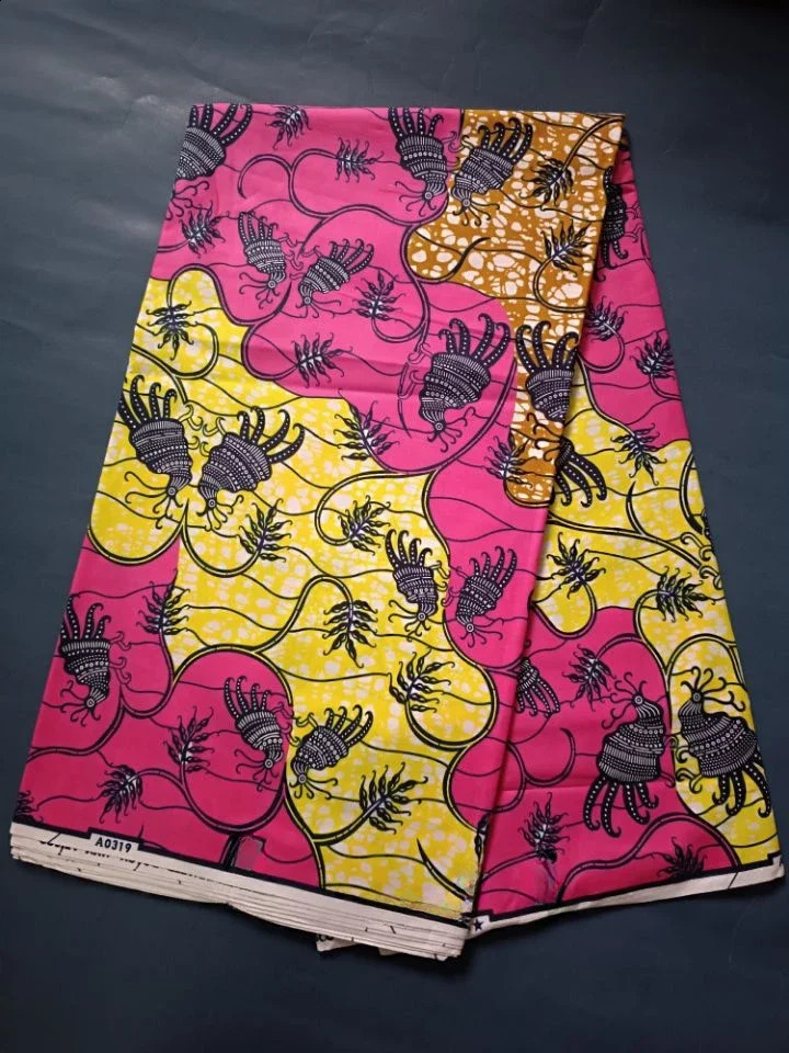 2024 Afican Real Wax Fabric Sewing Material 100% Cotton Ghana Ankara 6 Yards Super High Quality For Dress Sewing Material 250407