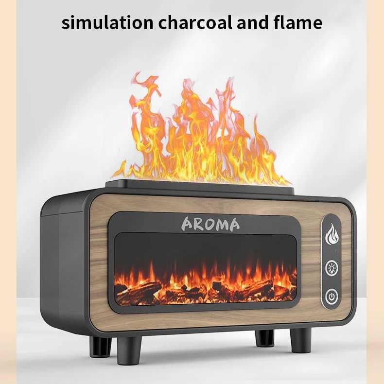 Fireplace Diffuser 7 Colors LED Ultrasonic Aroma Essential Oil 3D Simulated RGB Fire Flame Air Humidifier for Home Office Use Y251113