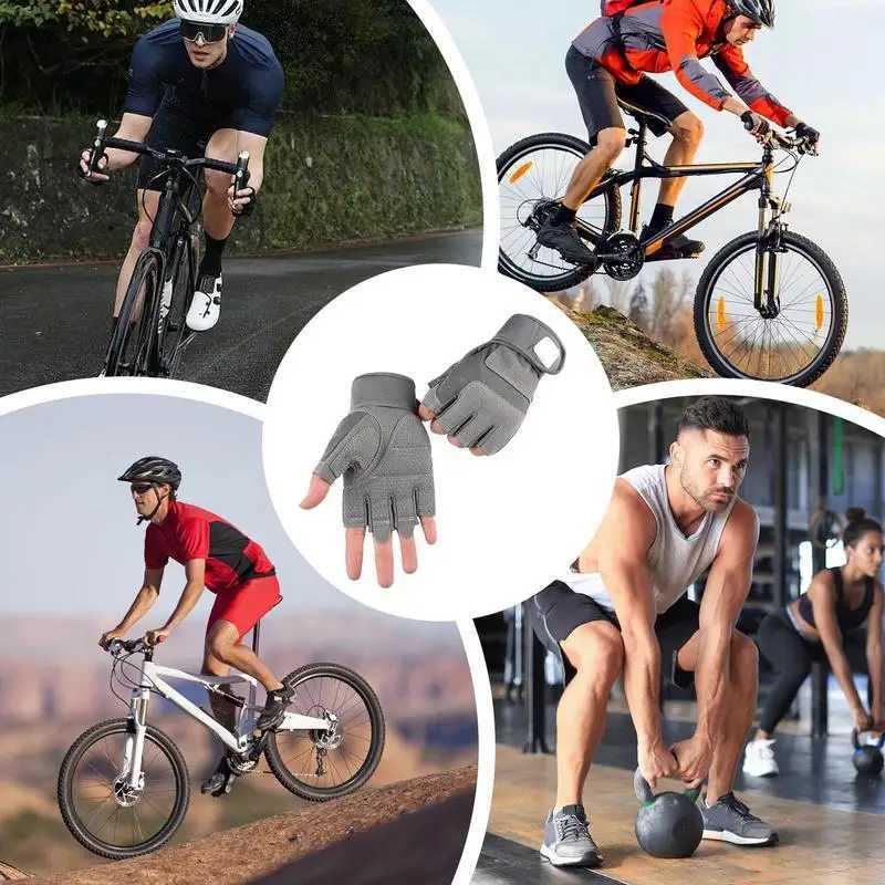 Fingerless Work Gloves Adjustable Wrist Gym Gloves Anti Slip Reinforced Palm Hand Out Mittens For Hunting Cycling ClimbingC250412