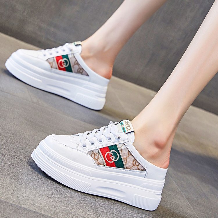 2025 Summer New Women Board Shoes Sneakers Fashion Versatile Printed White Shoes Low Top Chunky Platform Casual Shoes free shipping