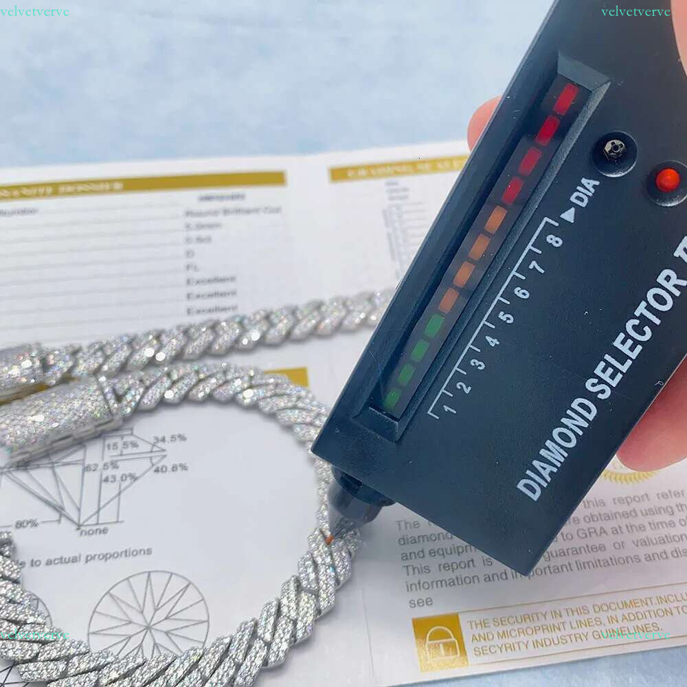 bracelet necklace mossanite Solid Sier Rose Gold Plated Iced Out Hip Hop Fire Jewelry Vvs Moissanite Dia Cuban k Chain Bracelet Man