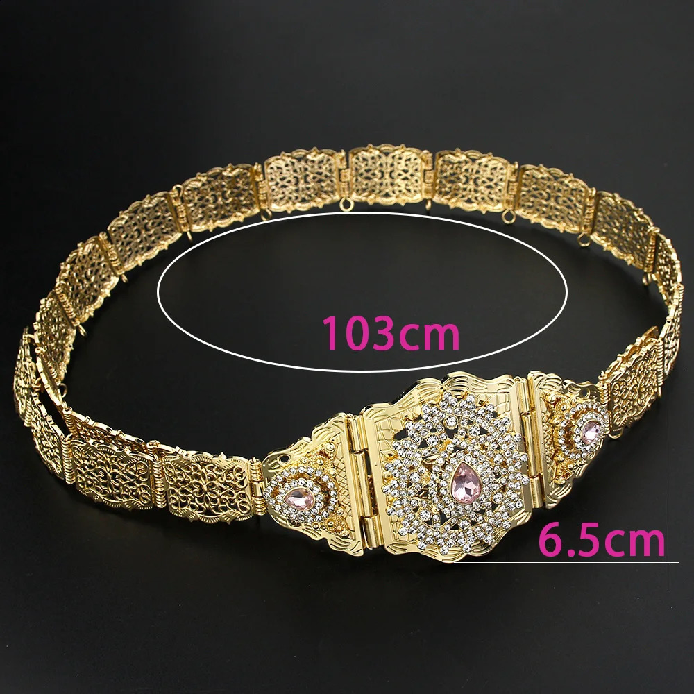 Sunspice Chic Morocco Caftan Womens Gold Arabic Waist Chain Crystal Bridal Jewelry Body Chain 250408