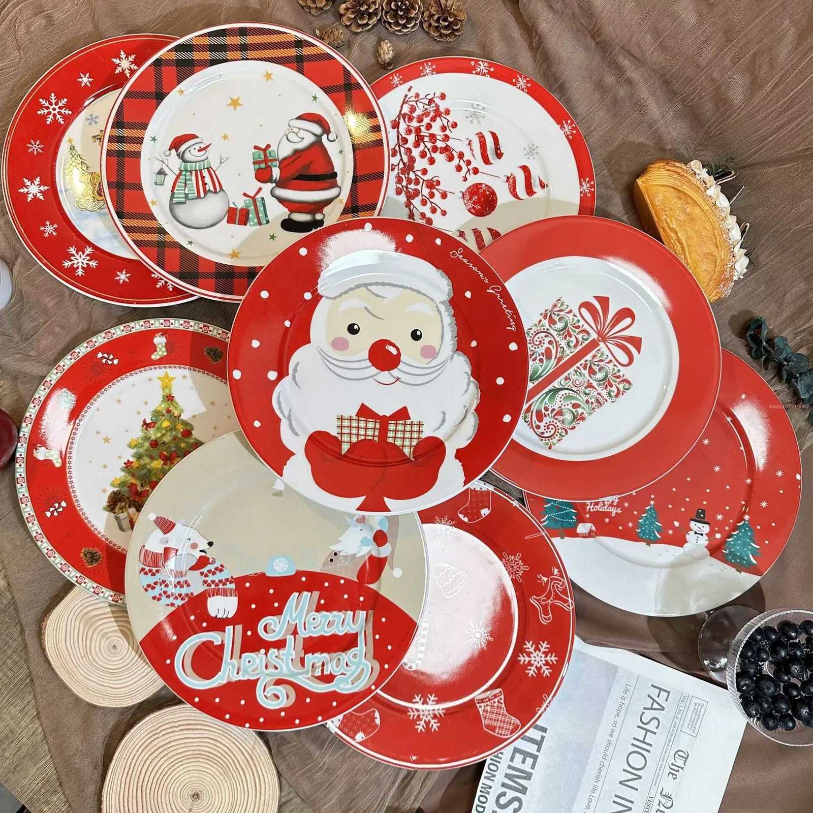 Christmas Creative Christmas Dinner Plate Set for Breakfast Cake Snack Food Table Decorations Kitchen Utensil Gift Natal 10 inch Y251113