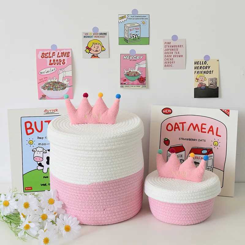 Cartoon Woven Storage Basket Snack Toy Storage Box Cotton Rope He Living Ro Sorting Storage Bucket Debris Storage Box Y251112