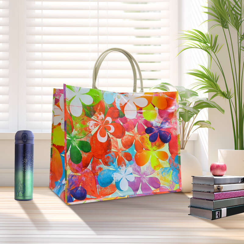 designer bag New environmentally friendly portable with printed waterproof beach travel, large capacity single shoulder women's tote bag