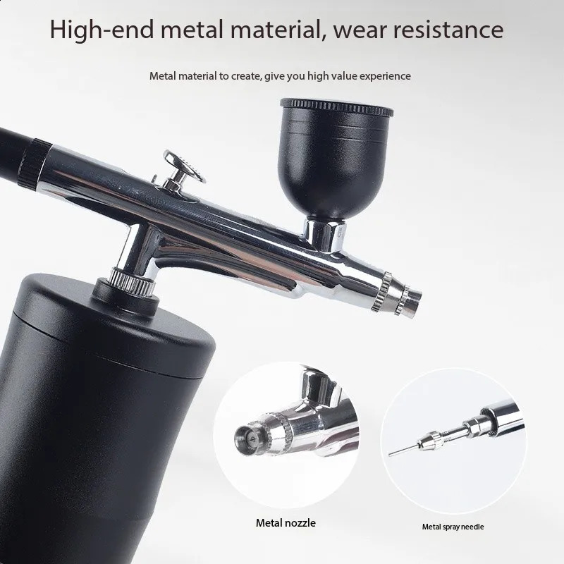 Portable Rechargeable Wireless Airbrush With Compressor Single Action Spray Gun For Face Beauty Nail Art Tattoo Craft Cake Paint 250409