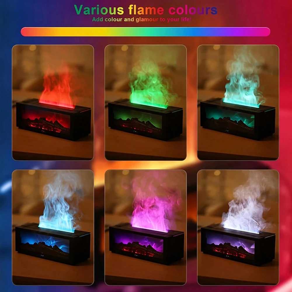 Essential Oil DiffuserFireplace Colorful Flame Diffuser280ml Ultrasonic Cool Mist HumidifierAromatherapy Diffuser for Home Y251113