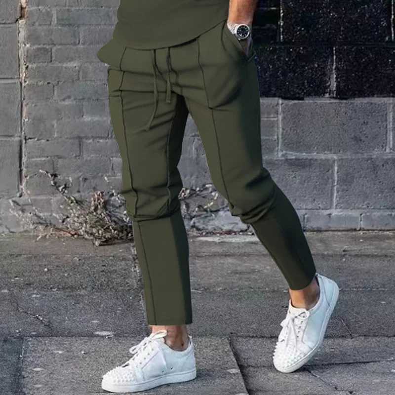 Mens practical car folding casual pants Elgant straight set work pants mens straight pantsXJ250412