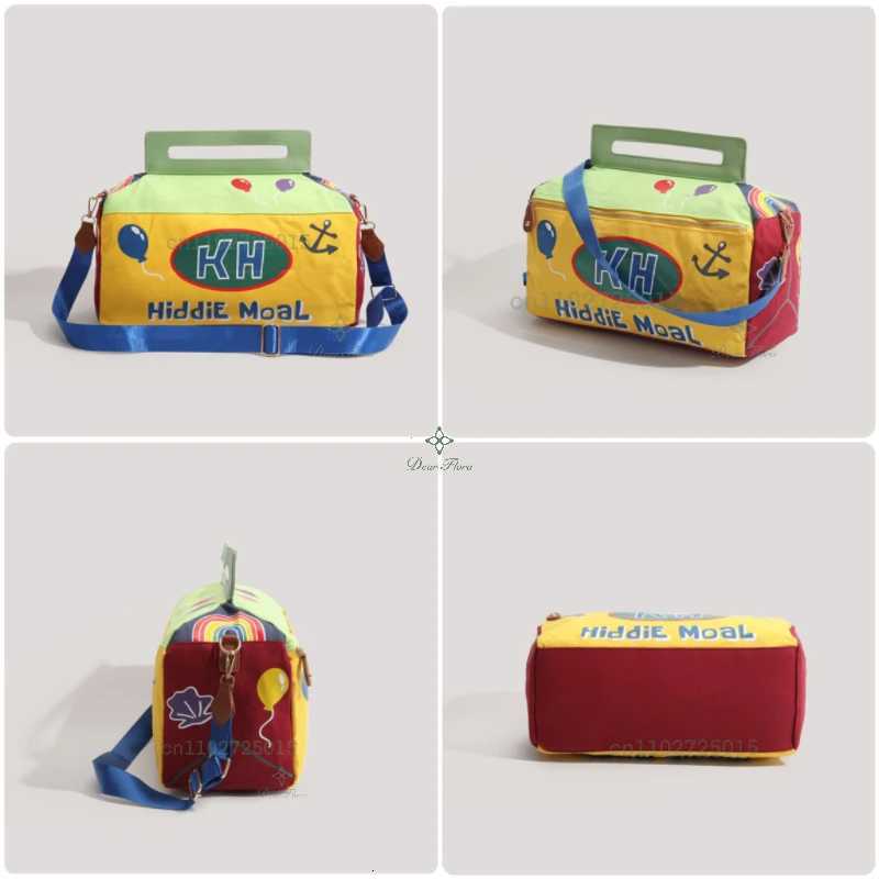 Y2K Cartoon Shoulder Bag Anime Underarm Funny Crossbody Tote Bag Cute Canvas Messenger Zip Handbag Kawaii Travel Bag Storage BagW251112