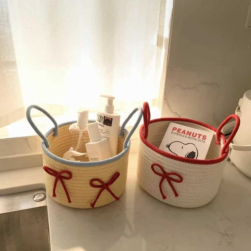 Nordic Cotton Rope Storage Baskets Woven Desktop Sundries Kids Toys Organizer Box Keys Snacks Box Sundries Organizer Y251112