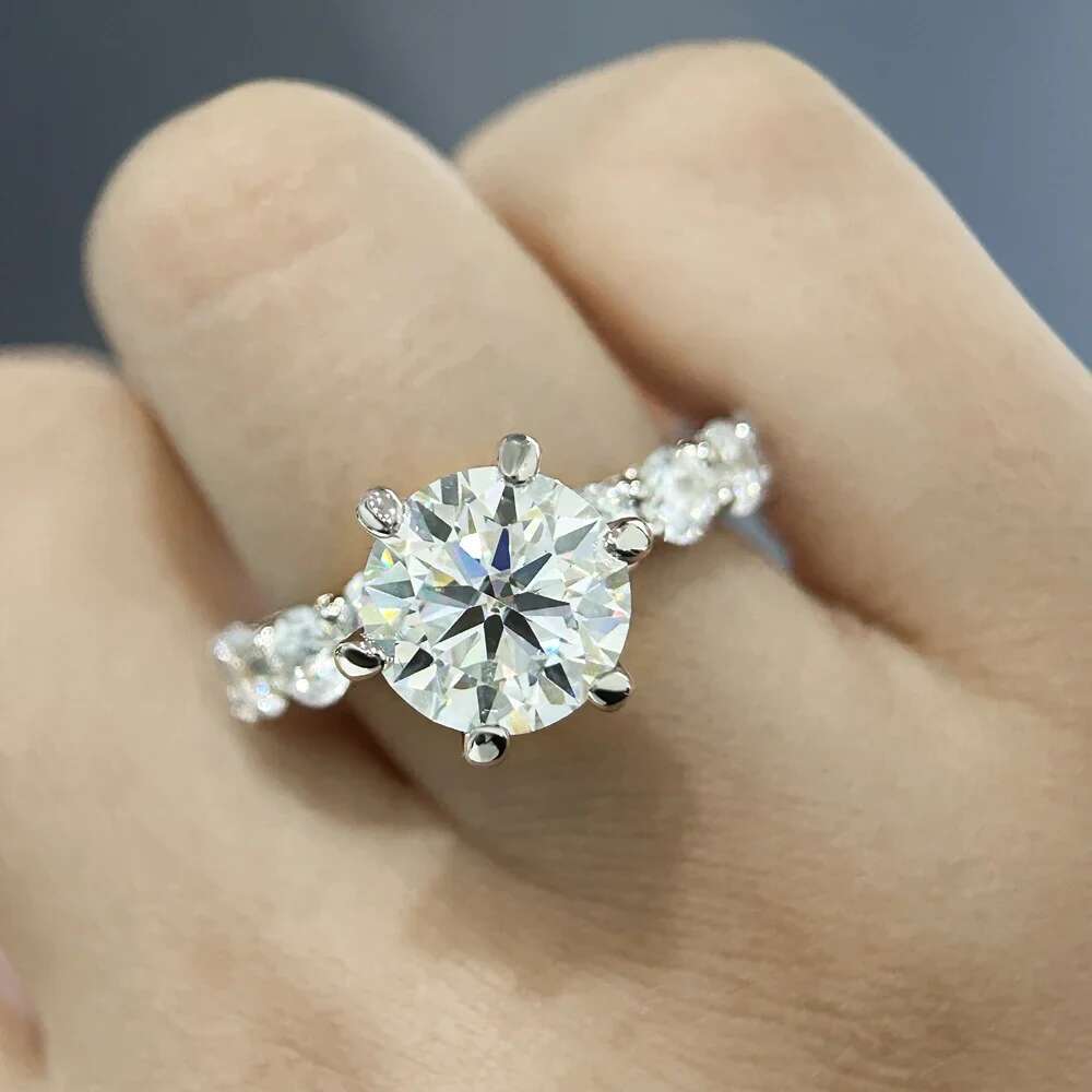 GRA Certified 4CT Moissanite Engagement Rings for Women Sparkling Lab Created Diamond S925 Silver 6 Claws Wedding Band Jewelry