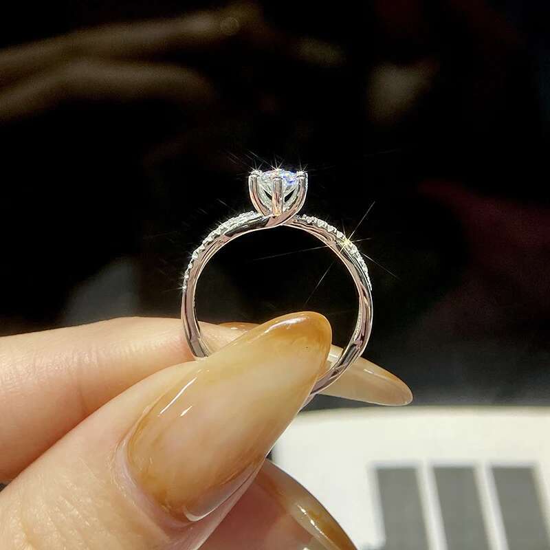 GRA 1CT Romantic Double winding Certified Moissanite Diamond Wedding Rings For Women Real 925 Sterling Silver Fine Jewelry