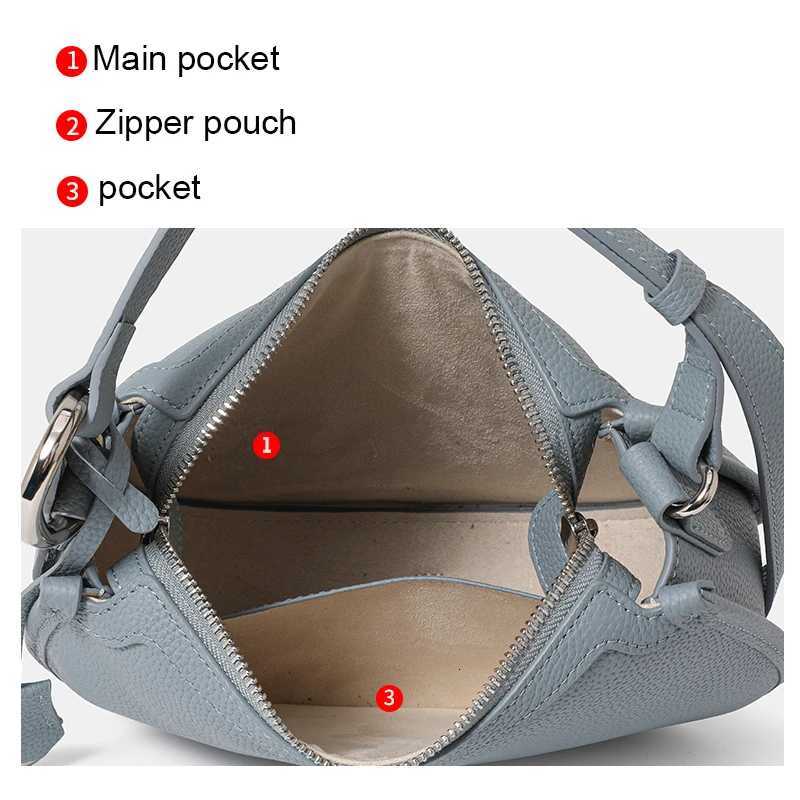 The first layer of cowhide underarm shoulder bag 2025 new niche design minimalist blue fashion soft leather hand saddle bagW251112