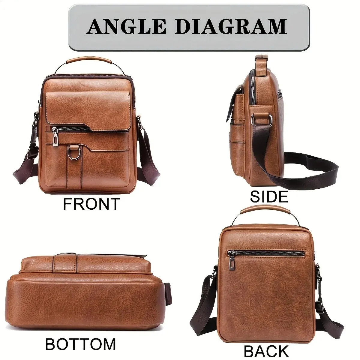 Suitable for 97inch iPad mens PU leather flip cross body bag business solid messenger travel 250409