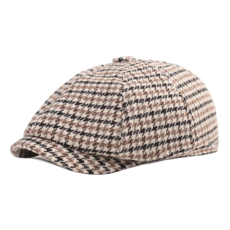 Houndstooth sboy Caps for Women Men Cotton Octagonal Hat Retro Beret Painter ed Cap Autumn Gorra Inglesa Hombre 250403