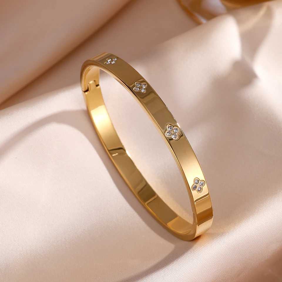 ZAKOL 5/1pcs Sparkling Zirconia Inlaid Stainless Steel Bracelet Set for Women Stackable Bangles Fashion Non Fading Jewelry Gift K251113