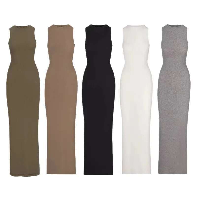 Women's Wear Kylie The Same Skin Sleeveless Vest Dress French Skinny Bag Hip Halter Long Skirt