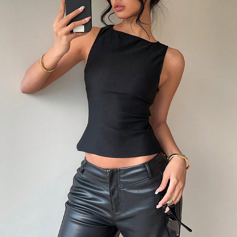 Womens clothing 2025 summer new sexy style small vest elastic sleeveless slim fit top for women