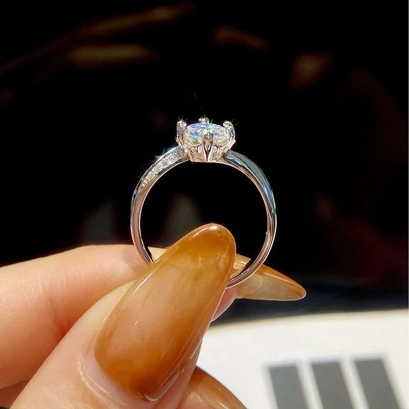 GRA 1CT Classic Delicate Certified Moissanite Diamond Wedding Rings For Women Real 925 Sterling Silver High Quality Fine Jewelry