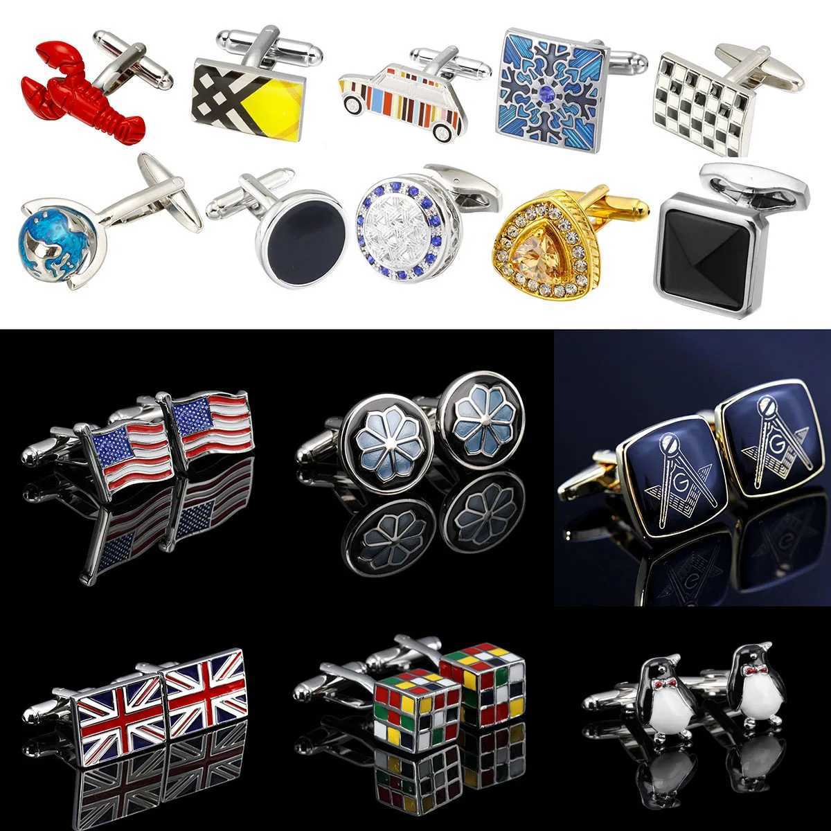 Mens luxury shirt cufflinks gift brand cufflinks enamel Christmas/national flag/animal cufflinks high-quality abotoaduras jewelryT250412