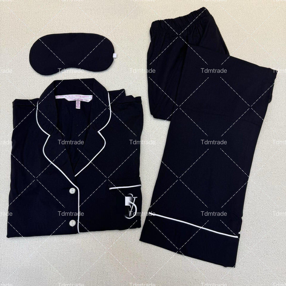 Victoriasecret Pijama Set With Logo Woman Sleepwear Long-Sleeve Pajama Set With Pants Pajamas Set Silk Pijamas Sets Victoriasecret Casual Home Clothes 5bf